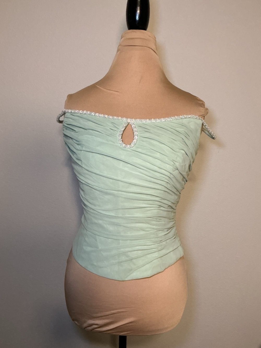 Mint Off-Shoulder Ruched Bustier Top - Picture 2 of 13